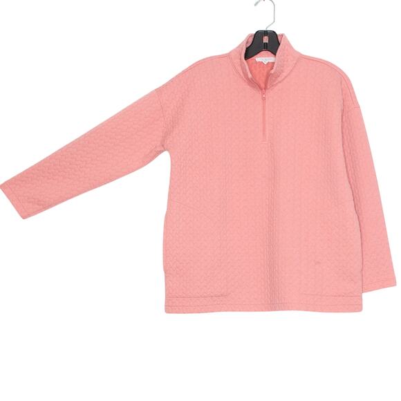 T by Talbots Pullover Textured 1/4 Zip Y2K Minimalist Cottage Athleisure Cozy PM - Picture 5 of 5